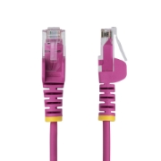 Picture of StarTech.com 25cm Pink Slim CAT6 Ethernet Cable, Snagless, 100W PoE, UTP, LSZH, 28AWG Pure Bare Copper Wire, Slim RJ45 Network Patch Cord w/Strain Reliefs, Fluke Tested