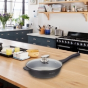 Afbeeldingen van Royalty Line RL-BDF28-M: 28cm Marmeren gecoate koekenpan met glazen deksel