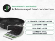 Image de Just Perfecto JL-780: Ensemble de 15 ustensiles de cuisine en granit avec cuiseur vapeur - Noir