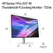 Afbeeldingen van HP Serie 7 Pro 31,5 inch 4K Thunderbolt 4 dockingmonitor - 732xk