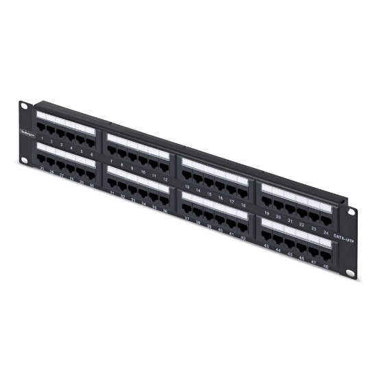 Picture of StarTech.com 48-Port 2U Rackmount Cat6 Patch Panel, RJ45, UTP, 110 Punch-Down, Cat 6 Ethernet Patch Panel for Network Server Rack