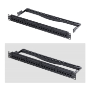 Picture of StarTech.com 24 Port 1U Feed Through Patch Panel with Cable Management Bar, Rackmount Cat6 Ethernet Patch Panel with RJ45 UTP Inline Couplers