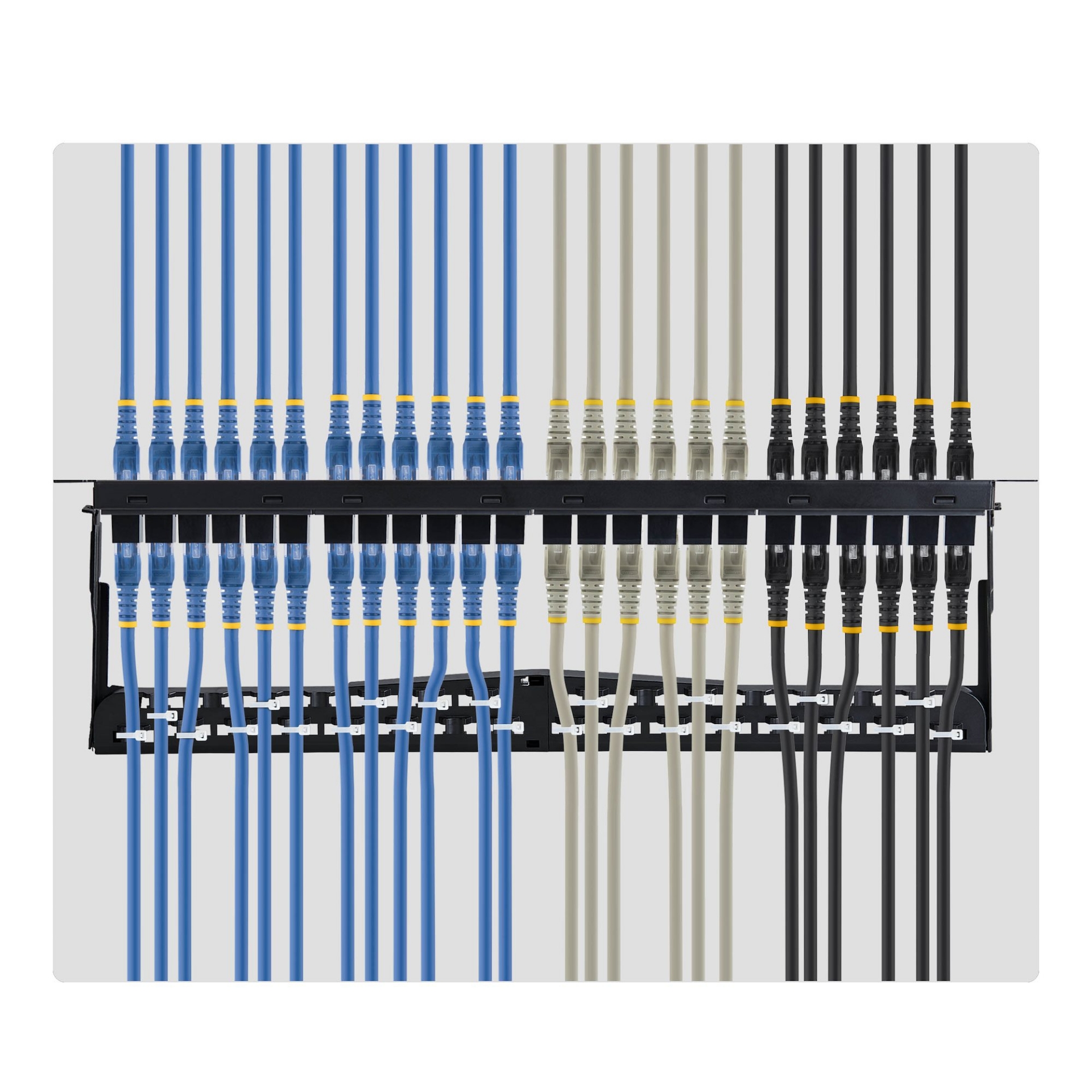 StarTech.com 24 Port 1U Feed Through Patch Panel with Cable Management ...