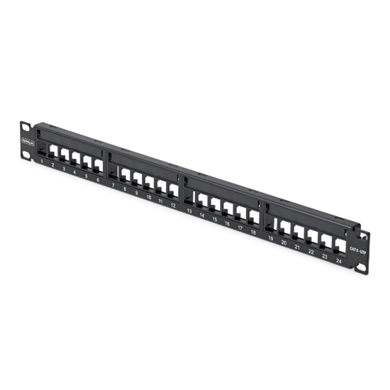 Picture of StarTech.com 24 Port 1U Blank Keystone Patch Panel with Cable Management Bar, Rackmount Cat6 Patch Panel for RJ45 UTP Ethernet Network Jacks