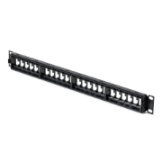 Picture of StarTech.com 24 Port 1U Blank Keystone Patch Panel with Cable Management Bar, Rackmount Cat6 Patch Panel for RJ45 UTP Ethernet Network Jacks