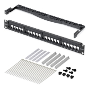 Picture of StarTech.com 24 Port 1U Blank Keystone Patch Panel with Cable Management Bar, Rackmount Cat6 Patch Panel for RJ45 UTP Ethernet Network Jacks