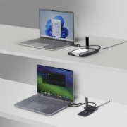 Picture of StarTech.com USB-C/USB-A to M.2 NVMe and 2.5in/3.5in SATA Adapter, 10Gbps, Tool-Free External SSD Hard Drive Reader, B+M/M-Key