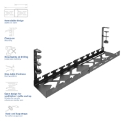 Picture of ACT Under-desk extendable cable management tray with clamp mount 43 - 72cm