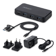 Picture of StarTech.com 4-Port USB-C and USB-A Hub, 5Gbps, Self-Powered, 2-in-1 USB-C and USB-A Host Cable, 1x USB-C and 3x USB-A (1x BC 1.2), 36W Power Adapter Included