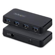 Picture of StarTech.com 4-Port USB-A Hub, 5Gbps, Self-Powered, 2-in-1 USB-C and USB-A Host Cable, 1x BC 1.2 Charging Port, 24W Power Adapter Included, MacBook and Windows