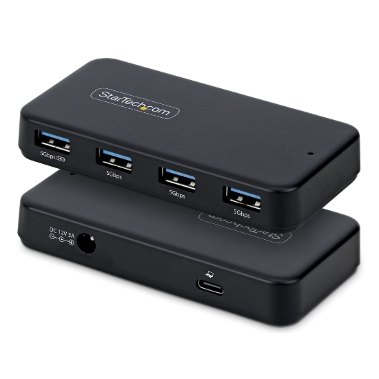 Picture of StarTech.com 4-Port USB-A Hub, 5Gbps, Self-Powered, 2-in-1 USB-C and USB-A Host Cable, 1x BC 1.2 Charging Port, 24W Power Adapter Included, MacBook and Windows
