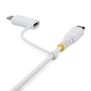 Picture of StarTech.com 2m (6ft) 2-in-1 Rugged USB-C Charging Cable with Lightning Adapter, 30W/60W (3A), Apple MFi Certified, Braided USB C Charger Cord for iPhone/iPad/Android