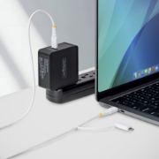 Picture of StarTech.com 2m (6ft) 2-in-1 Rugged USB-C Charging Cable with Lightning Adapter, 30W/60W (3A), Apple MFi Certified, Braided USB C Charger Cord for iPhone/iPad/Android