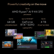 Picture of ASUS ProArt P16 H7606WP-SRNA6X Copilot+ PC AMD Ryzen AI 9 HX 370 Laptop 40.6 cm (16") Touchscreen 3K 64 GB LPDDR5x-SDRAM 1 TB SSD NVIDIA GeForce RTX 5070 Wi-Fi 7 (802.11be) Windows 11 Pro Dutch Black