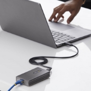 Picture of StarTech.com USB4 to Ethernet Adapter, 10GbE, Multi-Gigabit, Thunderbolt Compatible, 10GBASE-T/5G/2.5G NIC, 10G Ethernet Adapter, 0.5m USB4 Cable, Win/Mac, TAA