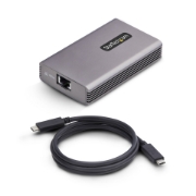 Picture of StarTech.com USB4 to Ethernet Adapter, 10GbE, Multi-Gigabit, Thunderbolt Compatible, 10GBASE-T/5G/2.5G NIC, 10G Ethernet Adapter, 0.5m USB4 Cable, Win/Mac, TAA