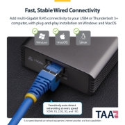 Picture of StarTech.com USB4 to Ethernet Adapter, 10GbE, Multi-Gigabit, Thunderbolt Compatible, 10GBASE-T/5G/2.5G NIC, 10G Ethernet Adapter, 0.5m USB4 Cable, Win/Mac, TAA