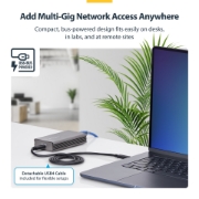 Picture of StarTech.com USB4 to Ethernet Adapter, 10GbE, Multi-Gigabit, Thunderbolt Compatible, 10GBASE-T/5G/2.5G NIC, 10G Ethernet Adapter, 0.5m USB4 Cable, Win/Mac, TAA