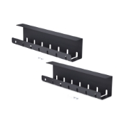 Picture of StarTech.com 2-Pack Under Desk Cable Management Tray, 42" Long (21" Per Tray), Metal Slotted Style Cable Organizer, Screw-On Install, Power Bar Holder, Black, TAA