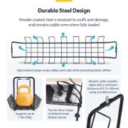 Afbeeldingen van StarTech.com Kabelmanagement Tray voor onder bureau, 61,5cm Lang, Metalen Kabelgoot, Schroefmontage, Metaal, Zwart, TAA
