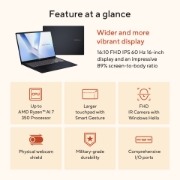 Picture of ASUS Vivobook 16 M1607KA-MB164W Copilot+ PC AMD Ryzen™ AI 5 330 Laptop 40.6 cm (16") WUXGA 16 GB DDR5-SDRAM 512 GB SSD Wi-Fi 6 (802.11ax) Windows 11 Home Dutch Blue