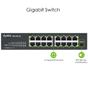 Picture of Zyxel GS1100-16 Unmanaged Gigabit Ethernet (10/100/1000) Black