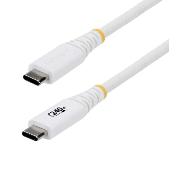 Picture of StarTech.com 3m (10ft) USB-C Charging Cable, Durable and Ultra-Flexible, 240W (5A) PD EPR, USB 2.0 Laptop Charger Cable, USB-IF Certified, Rugged USB-C Charging Cord - White