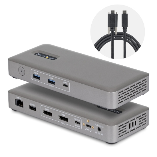 Picture of StarTech.com USB4 Docking Station, Driverless Dual 4K for macOS and Windows, Universal USB-C Dock with 100W Laptop Charging and 2.5GbE