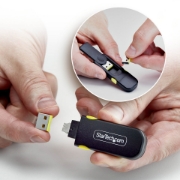 Picture of StarTech.com USB-A Port Blocker Key with 4x Latching USB-A Dust Cover Plugs, Snap-In Reusable Port Protectors for Laptops & Computers