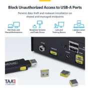 Picture of StarTech.com USB-A Port Blocker Key with 4x Latching USB-A Dust Cover Plugs, Snap-In Reusable Port Protectors for Laptops & Computers
