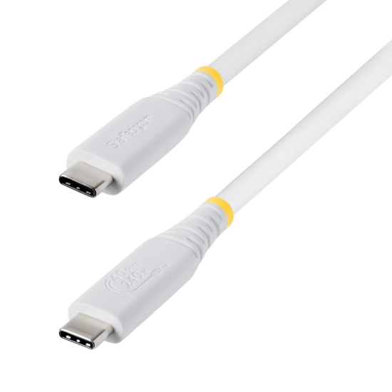 Picture of StarTech.com 1m (3ft) USB4 Cable, 40Gbps, USB-IF Certified USB-C Cable, 240W PD, 8K 60Hz/4K 240Hz DP2.1 DP40, TPE Jacket, Thunderbolt 4 Compatible - White USB-C Cord