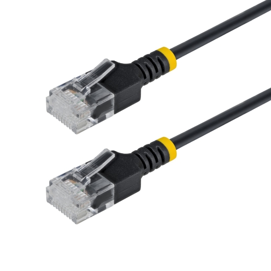 Picture of StarTech.com 3m Black Ultra Slim Cat6A Ethernet Cable, UTP, Pure Bare Copper Wire, 34AWG Slim RJ45 Network Patch Cord, Individually Tested