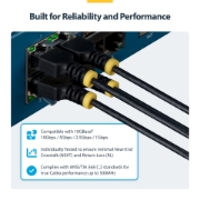 Picture of StarTech.com 3m Black Ultra Slim Cat6A Ethernet Cable, UTP, Pure Bare Copper Wire, 34AWG Slim RJ45 Network Patch Cord, Individually Tested