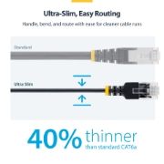 Picture of StarTech.com 3m Black Ultra Slim Cat6A Ethernet Cable, UTP, Pure Bare Copper Wire, 34AWG Slim RJ45 Network Patch Cord, Individually Tested