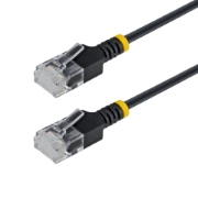 Picture of StarTech.com 3m Black Ultra Slim Cat6A Ethernet Cable, UTP, Pure Bare Copper Wire, 34AWG Slim RJ45 Network Patch Cord, Individually Tested