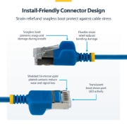 Image de StarTech.com Câble Ethernet CAT6a Ultrafin Bleu de 2m, Sans Accroc, FTP, Fil de Cuivre Nu Pur, Cordon Patch Réseau RJ45 fin 34AWG, Testé par Fluke Channel