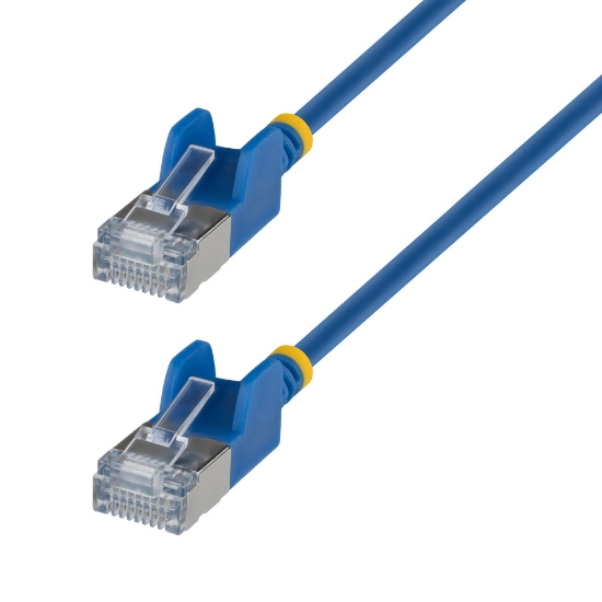 Image de StarTech.com Câble Ethernet CAT6a Ultrafin Bleu de 80cm, Sans Accroc, FTP, Fil de Cuivre Nu Pur, Cordon Patch Réseau RJ45 fin 34AWG, Testé par Fluke Channel