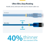 Image de StarTech.com Câble Ethernet CAT6a Ultrafin Bleu de 80cm, Sans Accroc, FTP, Fil de Cuivre Nu Pur, Cordon Patch Réseau RJ45 fin 34AWG, Testé par Fluke Channel