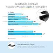 Image de StarTech.com Lot de 2 Étagères pour Rack Serveurs 1U, Plateaux en Porte-à-Faux Ventilés pour Montage en Rack, Adaptés aux Racks ou Armoires Réseau 19 pouces, Très Résistants, Profondeur de 25cm, Capacité de Charge Maximale de 20kg Chacun