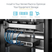 Image de StarTech.com Lot de 2 Étagères pour Rack Serveurs 1U, Plateaux en Porte-à-Faux Ventilés pour Montage en Rack, Adaptés aux Racks ou Armoires Réseau 19 pouces, Très Résistants, Profondeur de 25cm, Capacité de Charge Maximale de 20kg Chacun