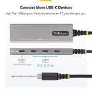 Image de StarTech.com Hub USB-C à 4 Ports, 10 Gbps, Recharge PD 100 W, 4 Ports USB-C, Protection contre les Surintensités, Aluminium PCR, Compatible MacBook / Dell / ThinkPad / HP / iPad / Tablette