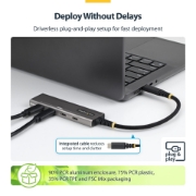 Image de StarTech.com Hub USB-C à 4 Ports, 10 Gbps, Recharge PD 100 W, 4 Ports USB-C, Protection contre les Surintensités, Aluminium PCR, Compatible MacBook / Dell / ThinkPad / HP / iPad / Tablette