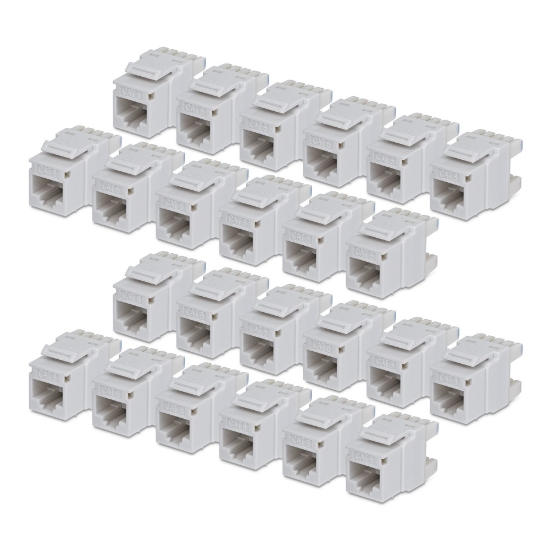 Picture of StarTech.com Cat6 Keystone Jack, 24-Pack RJ45 Ethernet Keystone Jacks, UTP Cat6 Wall Jack, 180-Degree 110 Punch Down, White