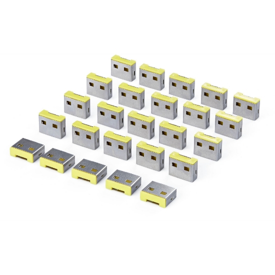 Picture of StarTech.com USB-A Port Blocker Replacement Plugs, 25-Pack Spare Latching Inserts for USB-A-PORT-BLOCKER, Snap-In Reusable USB-A Dust Covers for Laptops & Computers