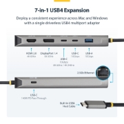 Picture of StarTech.com USB4 Multiport Adapter, Driverless Dual-4K for macOS and Windows, 140W Power Delivery Charging, 3-Port 10Gbps Hub, 2.5GbE, Mini Dock