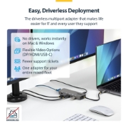 Picture of StarTech.com USB4 Multiport Adapter, Driverless Dual-4K for macOS and Windows, 140W Power Delivery Charging, 3-Port 10Gbps Hub, 2.5GbE, Mini Dock
