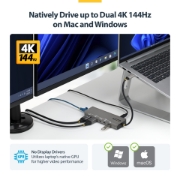 Picture of StarTech.com USB4 Multiport Adapter, Driverless Dual-4K for macOS and Windows, 140W Power Delivery Charging, 3-Port 10Gbps Hub, 2.5GbE, Mini Dock