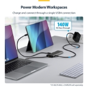 Picture of StarTech.com USB4 Multiport Adapter, Driverless Dual-4K for macOS and Windows, 140W Power Delivery Charging, 3-Port 10Gbps Hub, 2.5GbE, Mini Dock