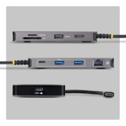 Picture of StarTech.com USB-C Multiport Adapter with 4K 60Hz HDMI, 140W Power Delivery, USB 10Gbps Hub, GbE, SD and MicroSD Slots, Plug-and-Play Mini Dock for Dell, HP, Lenovo Laptops