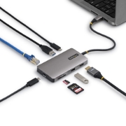 Picture of StarTech.com USB-C Multiport Adapter with 4K 60Hz HDMI, 140W Power Delivery, USB 10Gbps Hub, GbE, SD and MicroSD Slots, Plug-and-Play Mini Dock for Dell, HP, Lenovo Laptops
